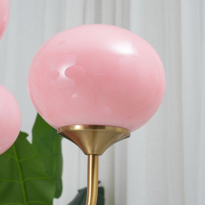 Modern Brass Chandelier with Pink Glass Shades – Adjustable Ceiling Light Fixture 6