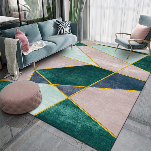 Modern Geometric Area Rug – Durable Polyester with Non-Slip Backing for Living Room, Hallway, and Bedroom 0