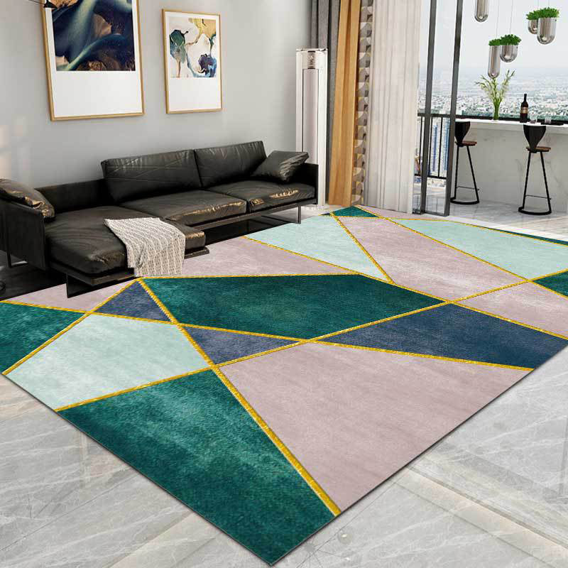 Modern Geometric Area Rug – Durable Polyester with Non-Slip Backing for Living Room, Hallway, and Bedroom 1