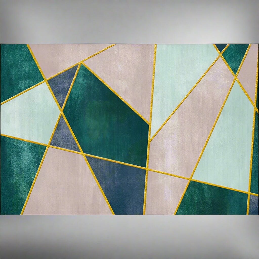 Modern Geometric Area Rug – Durable Polyester with Non-Slip Backing for Living Room, Hallway, and Bedroom 2