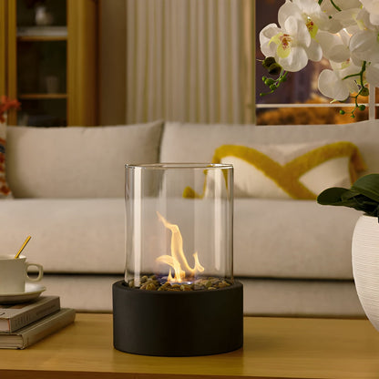 Modern Tabletop Fireplace with Sleek Metal Base – Clean Burning Indoor/Outdoor Decor 1