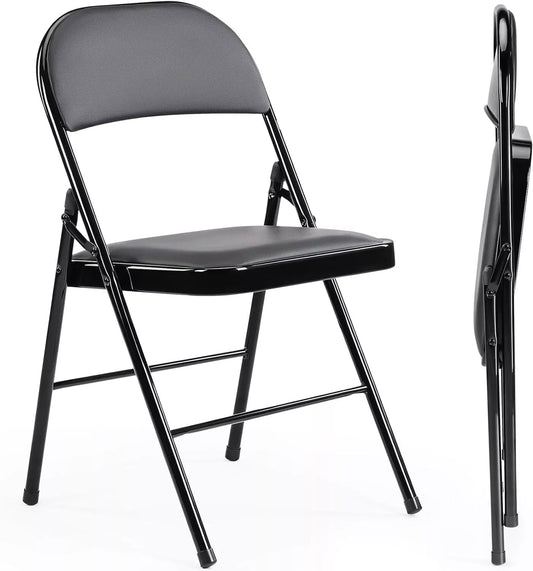Padded Folding Chair Set of 2 with Metal Back – Comfortable Foldable Chairs for Indoor and Outdoor Use 0