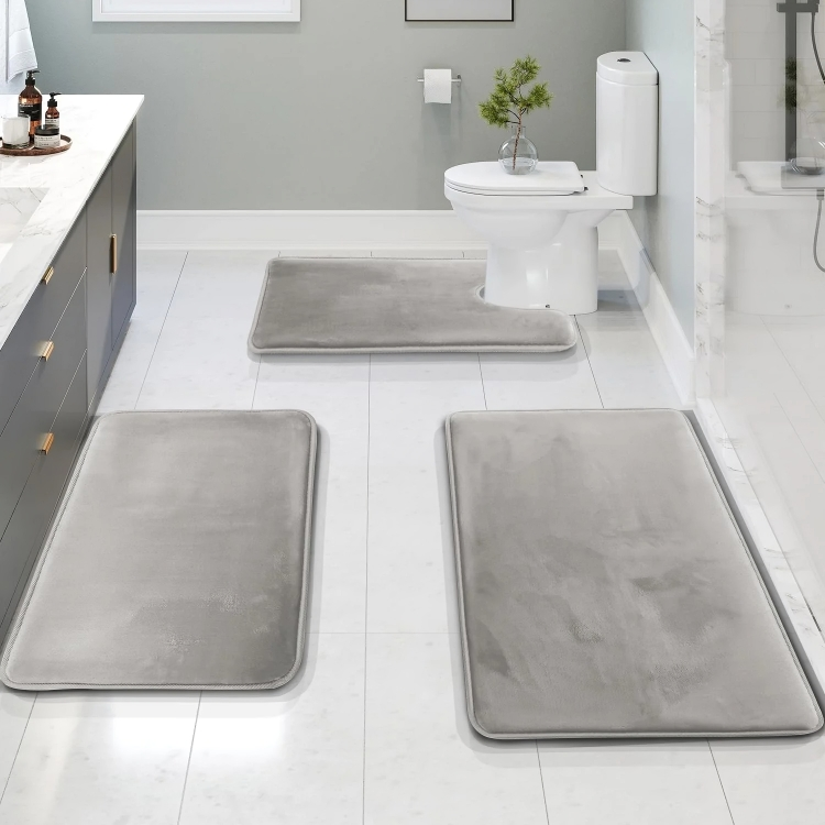 Plush Memory Foam Bathroom Mat Set with Non-Slip Backing – Quick-Dry and Comfortable 0