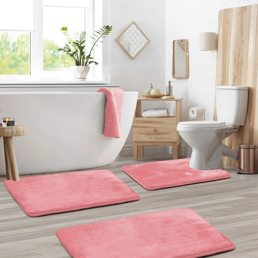 Plush Memory Foam Bathroom Mat Set with Non-Slip Backing – Quick-Dry and Comfortable 1