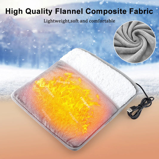 Portable Electric Heating Pad for Feet – Soft Flannel Warmer Mat with USB Connection for Home Use