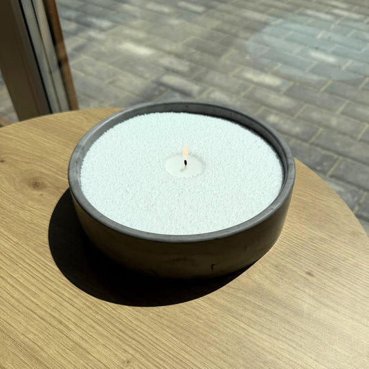 Refillable Candle Bowl with Handmade Stone Design – Elegant Centrepiece for Home Décor 0