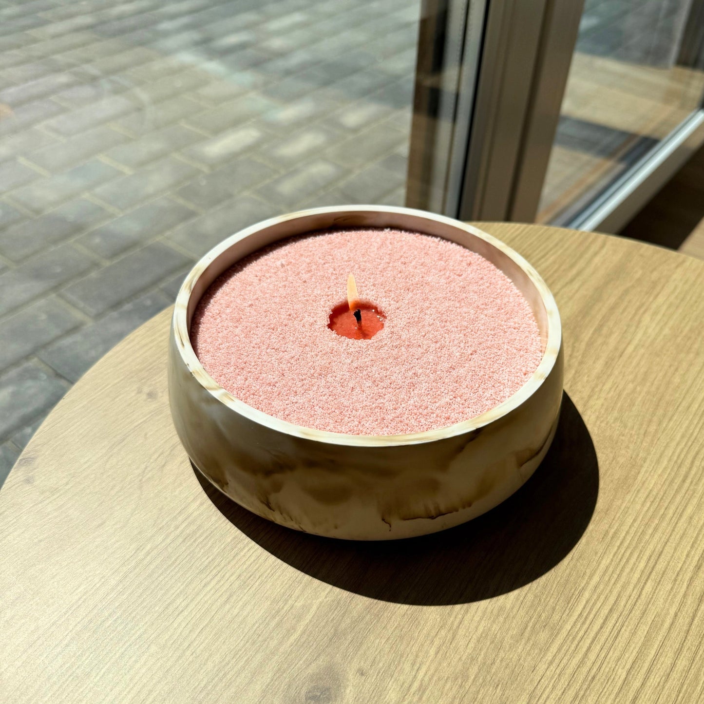 Refillable Candle Bowl with Handmade Stone Design – Elegant Centrepiece for Home Décor 6