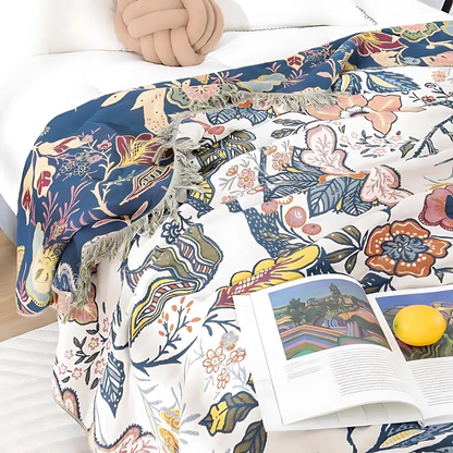 Reversible Floral Cotton Throw Blanket – Lightweight and Stylish Home Accent 6