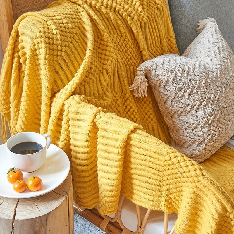 Scandinavian Style Knitted Sofa Throw Blanket – Soft Cotton-Poly Blend, 130 x 160 cm 2