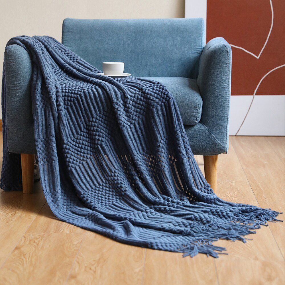 Scandinavian Style Knitted Sofa Throw Blanket – Soft Cotton-Poly Blend, 130 x 160 cm 4