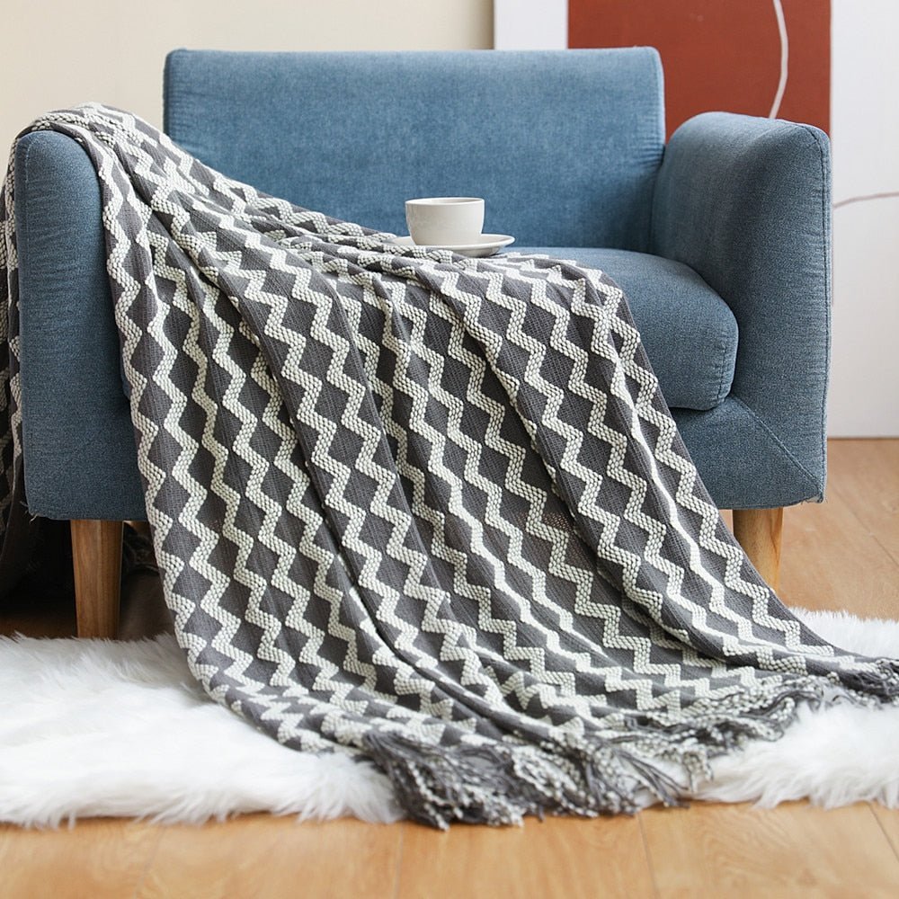 Scandinavian Style Knitted Sofa Throw Blanket – Soft Cotton-Poly Blend, 130 x 160 cm 9