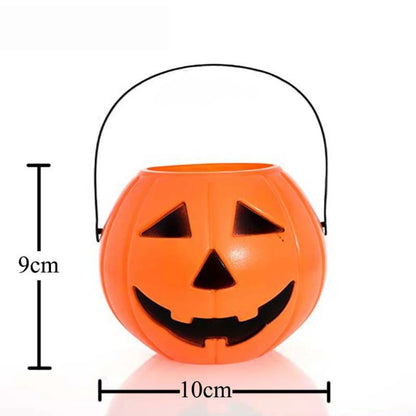 Set of 3 Plastic Pumpkin Buckets for Halloween, Multicolor Pumpkin Pails in Small, Medium, Large Sizes - Perfect Candy Buckets