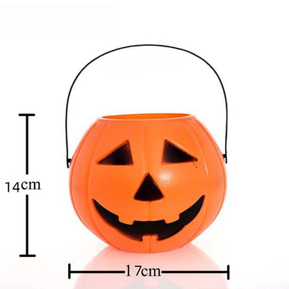 Set of 3 Plastic Pumpkin Buckets for Halloween, Multicolor Pumpkin Pails in Small, Medium, Large Sizes - Perfect Candy Buckets