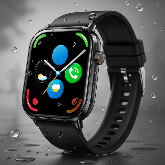 Smart Watch with 2.01-Inch Display, IP68 Waterproof, Heart Rate and Sleep Tracking – Black Silicone Strap 0