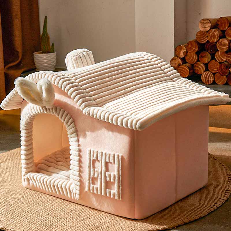 Soft House-Style Cat Bed for Indoor Use – Plush Flannel with High-Density Sponge 4