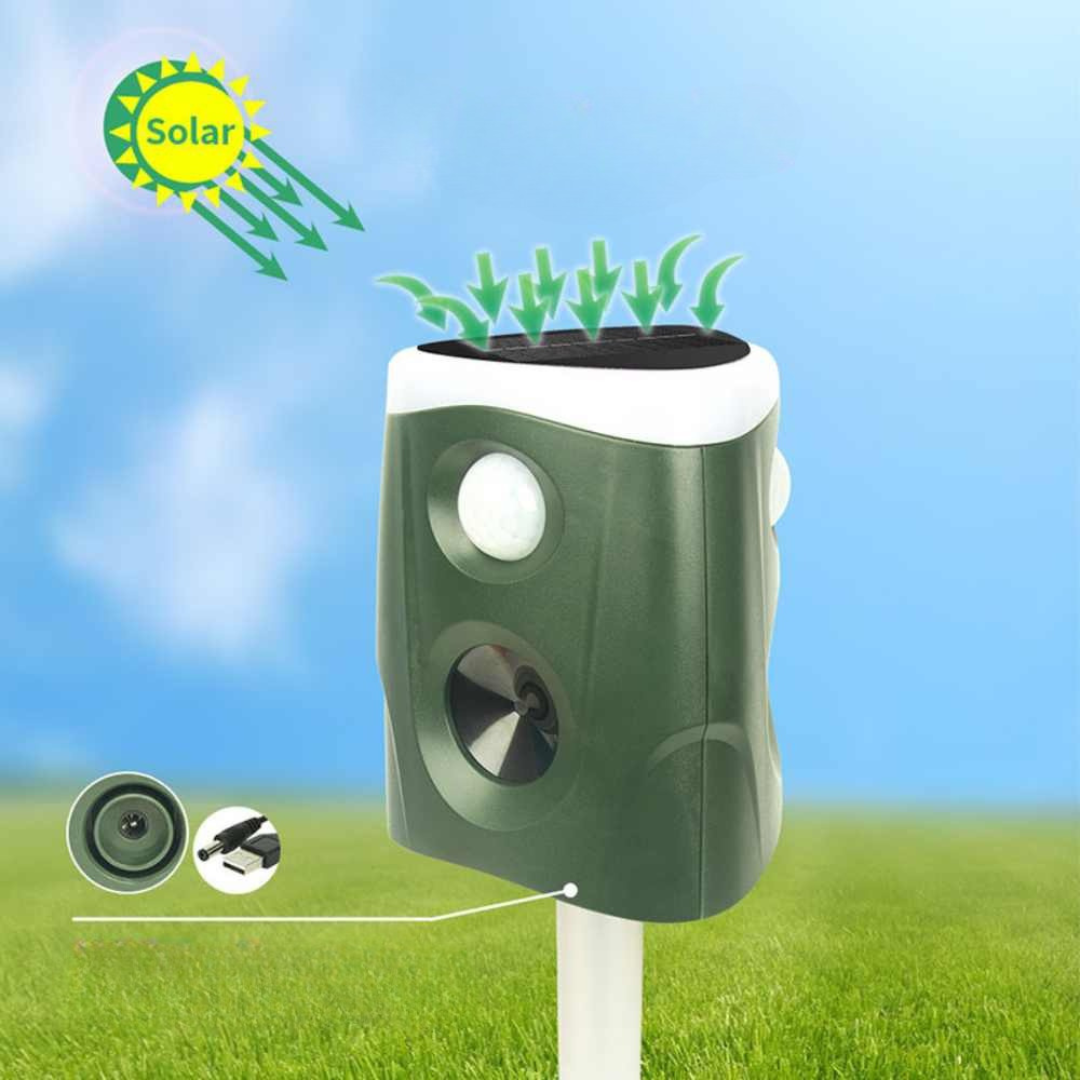 Solar-Powered Ultrasonic Animal Repellent with 360° Motion Sensor – Eco-Friendly Outdoor Deterrent 2
