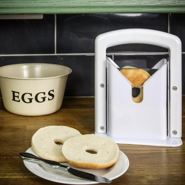 Stainless Steel Bagel Slicer with Safety Guard - Professional Bagel Cutter and Guillotine for Even Cuts 3
