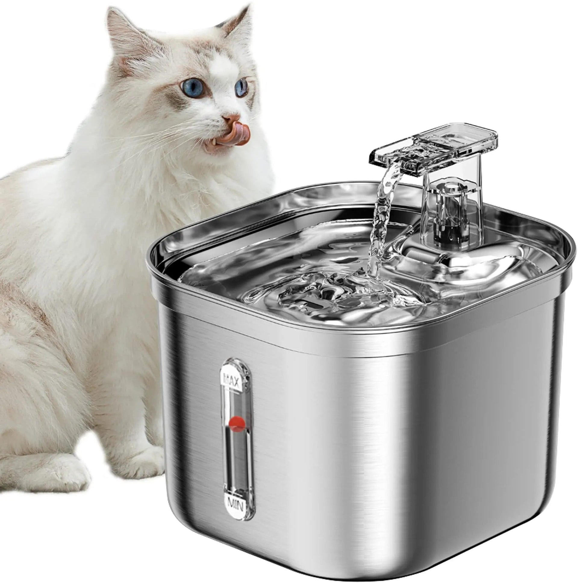 Stainless Steel Cat Water Fountain – Quiet 2.2L Dispenser for Healthy Hydration 0