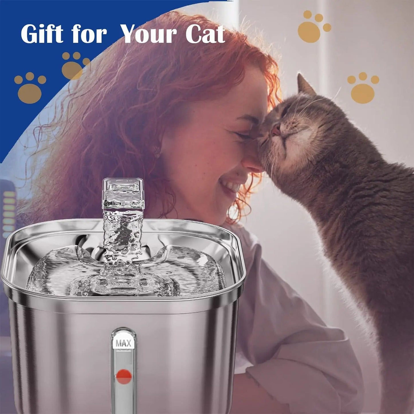 Stainless Steel Cat Water Fountain – Quiet 2.2L Dispenser for Healthy Hydration 2