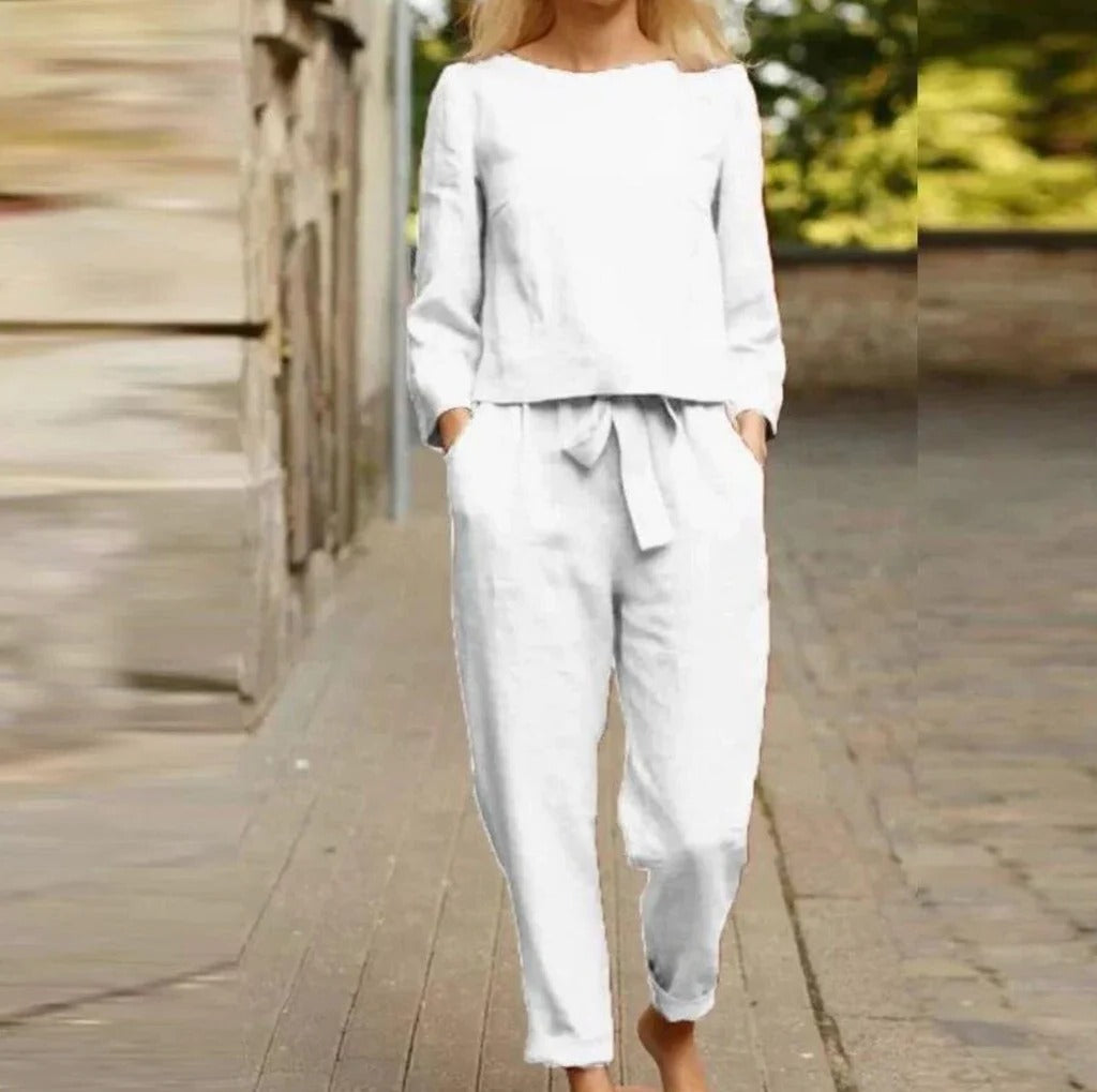 Stylish Linen Two-Piece Outfit for Spring and Summer – Comfortable and Unique Design 2