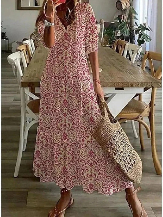 Stylish Printed Summer Dress for Women with Half-Length Sleeves – Plus Size Available 1