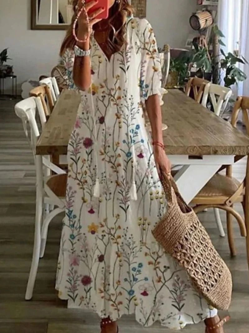 Stylish Printed Summer Dress for Women with Half-Length Sleeves – Plus Size Available 2