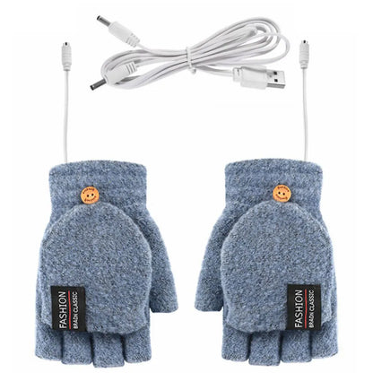 USB Electric Heated Gloves with Adjustable Temperature – Fingerless Design for Outdoor Activities, Dual-Sided Heating, One Size 6