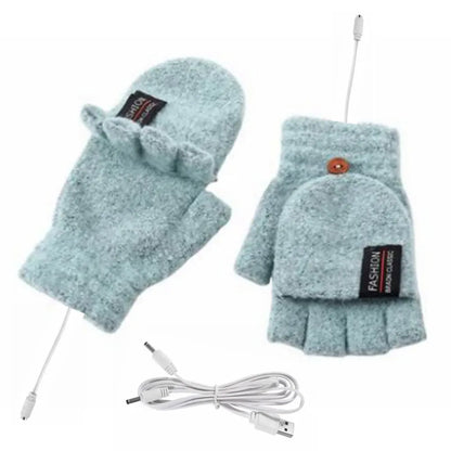 USB Electric Heated Gloves with Adjustable Temperature – Fingerless Design for Outdoor Activities, Dual-Sided Heating, One Size 7