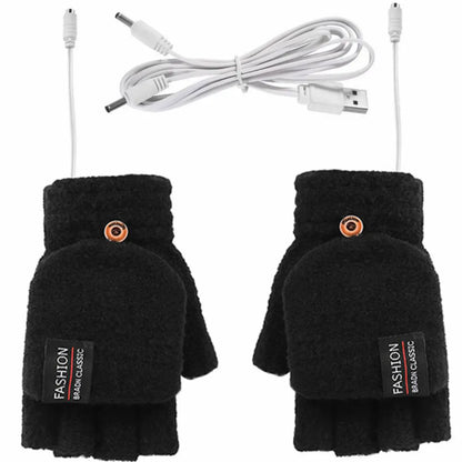 USB Electric Heated Gloves with Adjustable Temperature – Fingerless Design for Outdoor Activities, Dual-Sided Heating, One Size 8