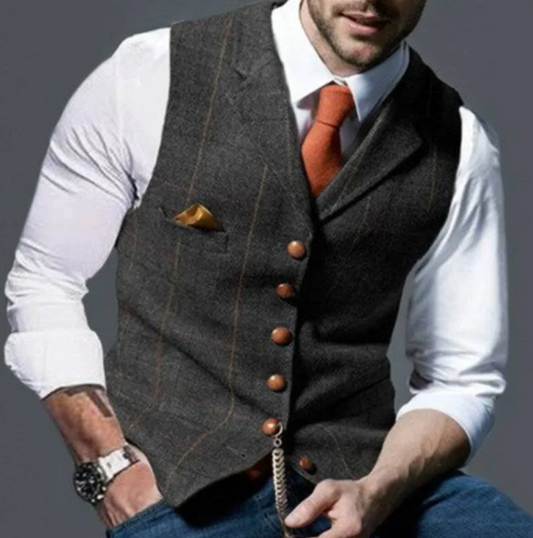 Vintage Mens Waistcoat in Luxurious Fabric – Timeless Classic Style for Formal and Casual Occasions 1