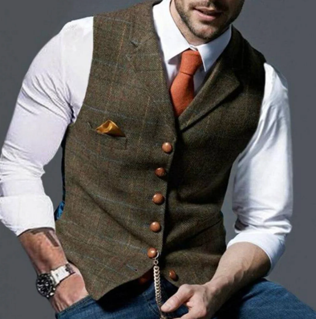 Vintage Mens Waistcoat in Luxurious Fabric – Timeless Classic Style for Formal and Casual Occasions 2