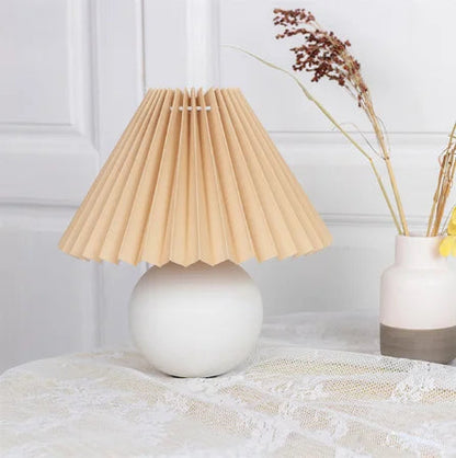 Vintage Table Lamp with Pleated Shade – Elegant Nightstand or Bedside Lamp for Living Room and Bedroom 11