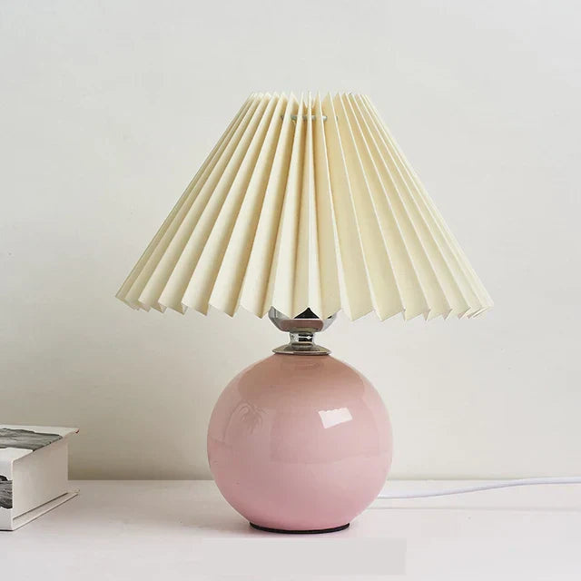 Vintage Table Lamp with Pleated Shade – Elegant Nightstand or Bedside Lamp for Living Room and Bedroom 13