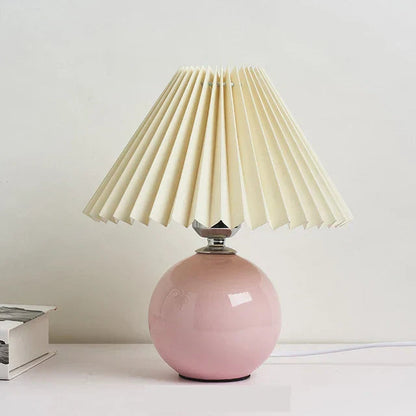 Vintage Table Lamp with Pleated Shade – Elegant Nightstand or Bedside Lamp for Living Room and Bedroom 13