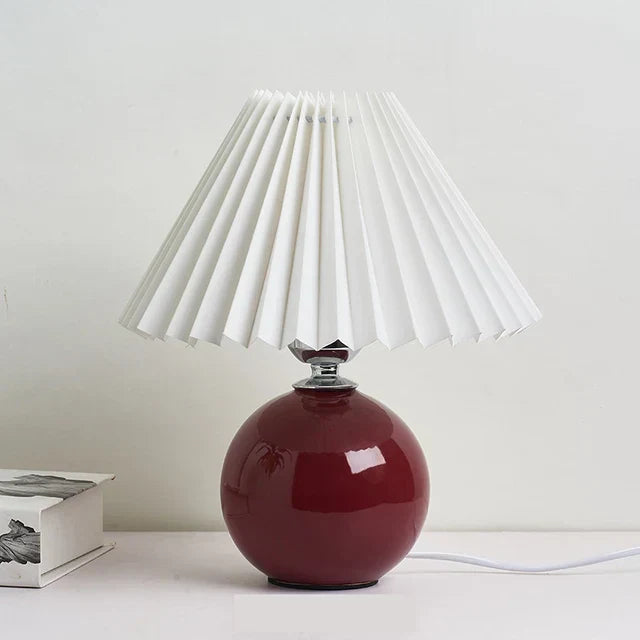 Vintage Table Lamp with Pleated Shade – Elegant Nightstand or Bedside Lamp for Living Room and Bedroom 5
