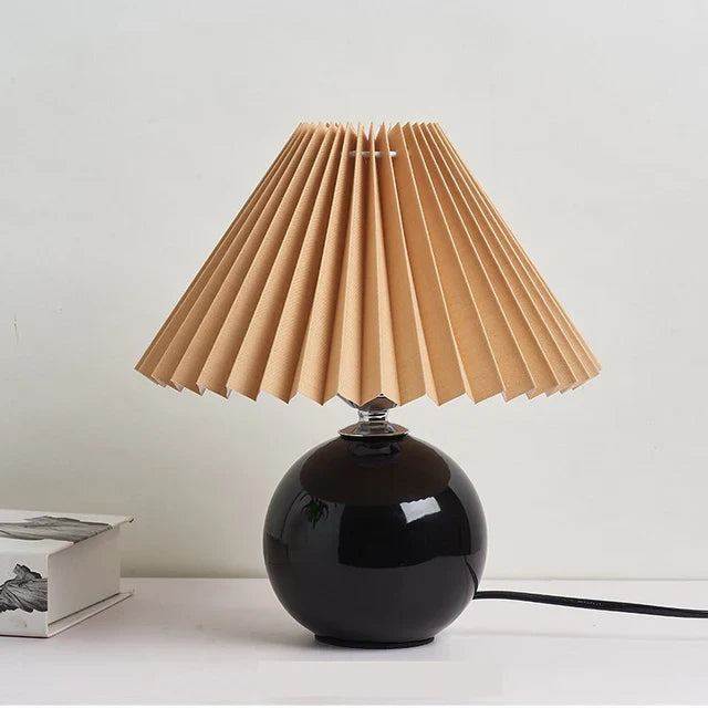 Vintage Table Lamp with Pleated Shade – Elegant Nightstand or Bedside Lamp for Living Room and Bedroom 6
