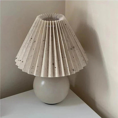 Vintage Table Lamp with Pleated Shade – Elegant Nightstand or Bedside Lamp for Living Room and Bedroom 7