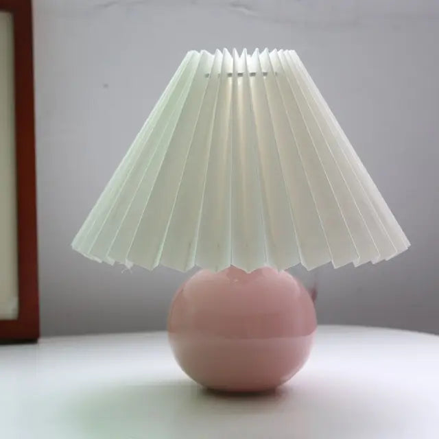 Vintage Table Lamp with Pleated Shade – Elegant Nightstand or Bedside Lamp for Living Room and Bedroom 8