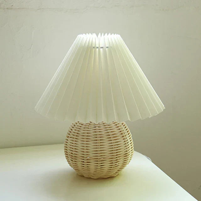Vintage Table Lamp with Pleated Shade – Elegant Nightstand or Bedside Lamp for Living Room and Bedroom 9