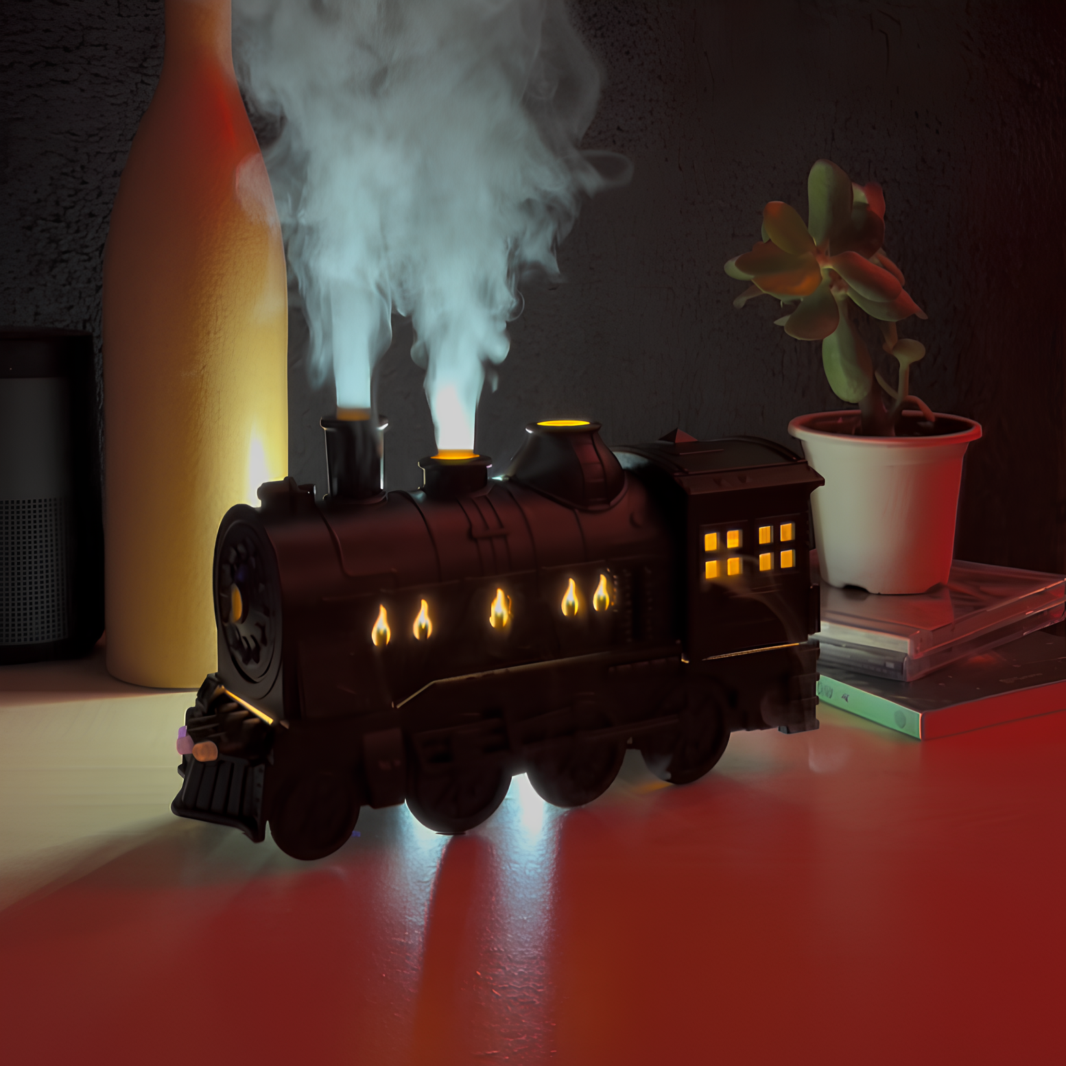 Vintage Train Humidifier with LED Lighting – Charming Aromatherapy Diffuser 0