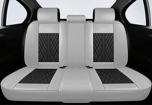 Waterproof Leather Car Seat Covers - Gray and Black Universal Fit for Durable Protection and Easy Maintenance 1