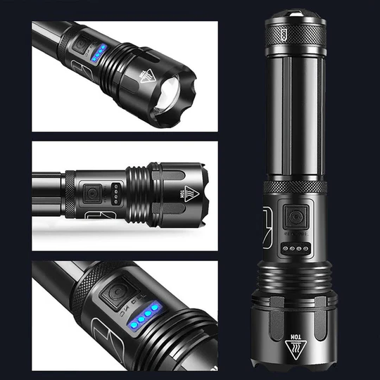 Waterproof Rechargeable Flashlight with 12000 Lumens, 5 Modes, Adjustable Focus – Military Laser Pocket Lamp 4