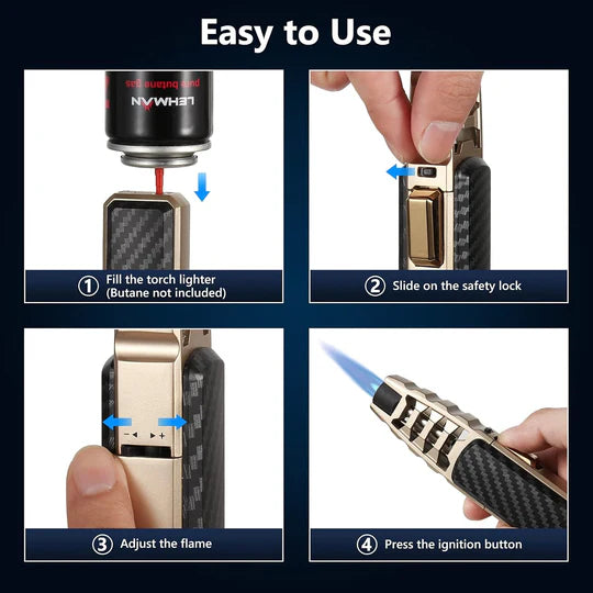 Windproof Culinary Torch Lighter with Adjustable Flame – Perfect for Grilling and Cooking 2