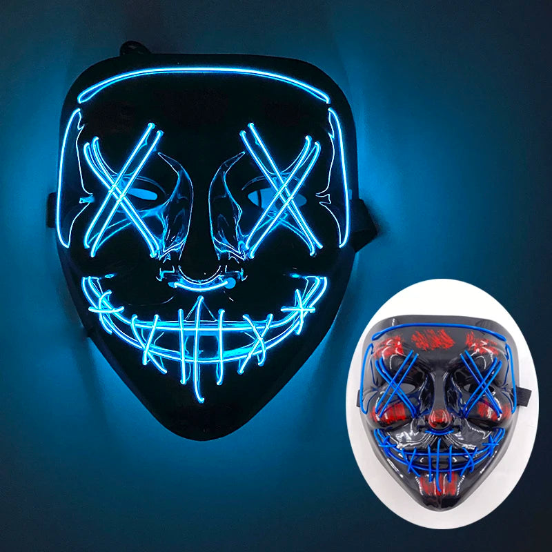 Wireless LED Purge Mask with Multiple Lighting Modes for Halloween and Parties - Unisex, Battery Operated, Durable Plastic Material 15
