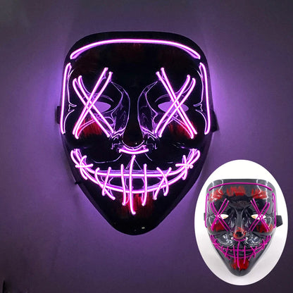 Wireless LED Purge Mask with Multiple Lighting Modes for Halloween and Parties - Unisex, Battery Operated, Durable Plastic Material 16