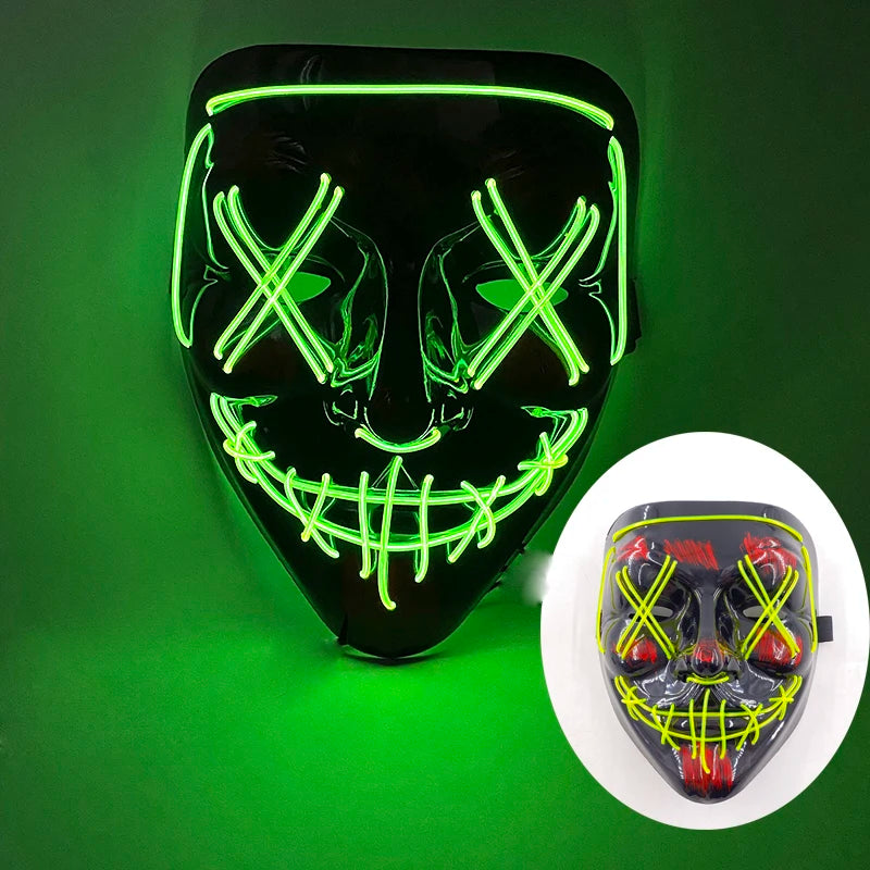 Wireless LED Purge Mask with Multiple Lighting Modes for Halloween and Parties - Unisex, Battery Operated, Durable Plastic Material 17