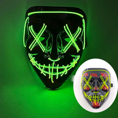 Wireless LED Purge Mask with Multiple Lighting Modes for Halloween and Parties - Unisex, Battery Operated, Durable Plastic Material 17