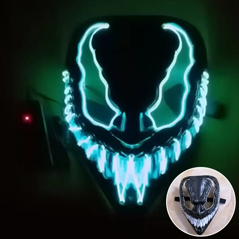 Wireless LED Purge Mask with Multiple Lighting Modes for Halloween and Parties - Unisex, Battery Operated, Durable Plastic Material 19