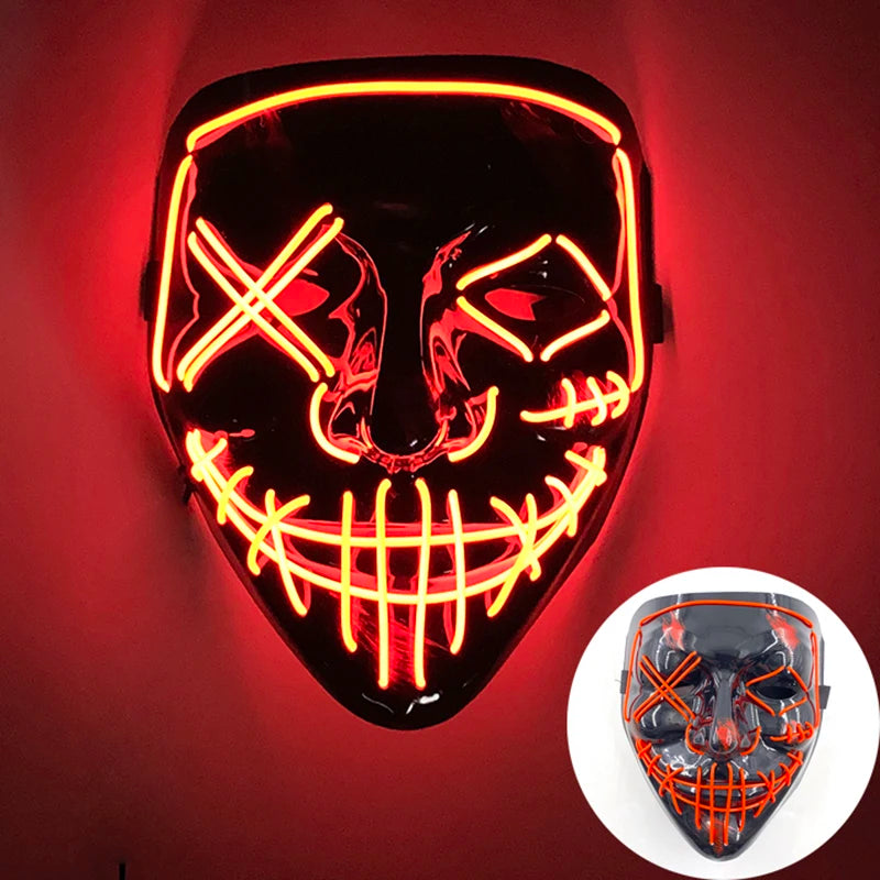 Wireless LED Purge Mask with Multiple Lighting Modes for Halloween and Parties - Unisex, Battery Operated, Durable Plastic Material 22