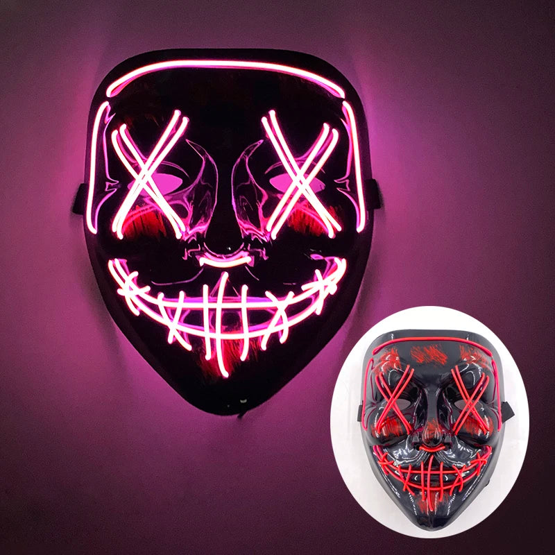 Wireless LED Purge Mask with Multiple Lighting Modes for Halloween and Parties - Unisex, Battery Operated, Durable Plastic Material 23